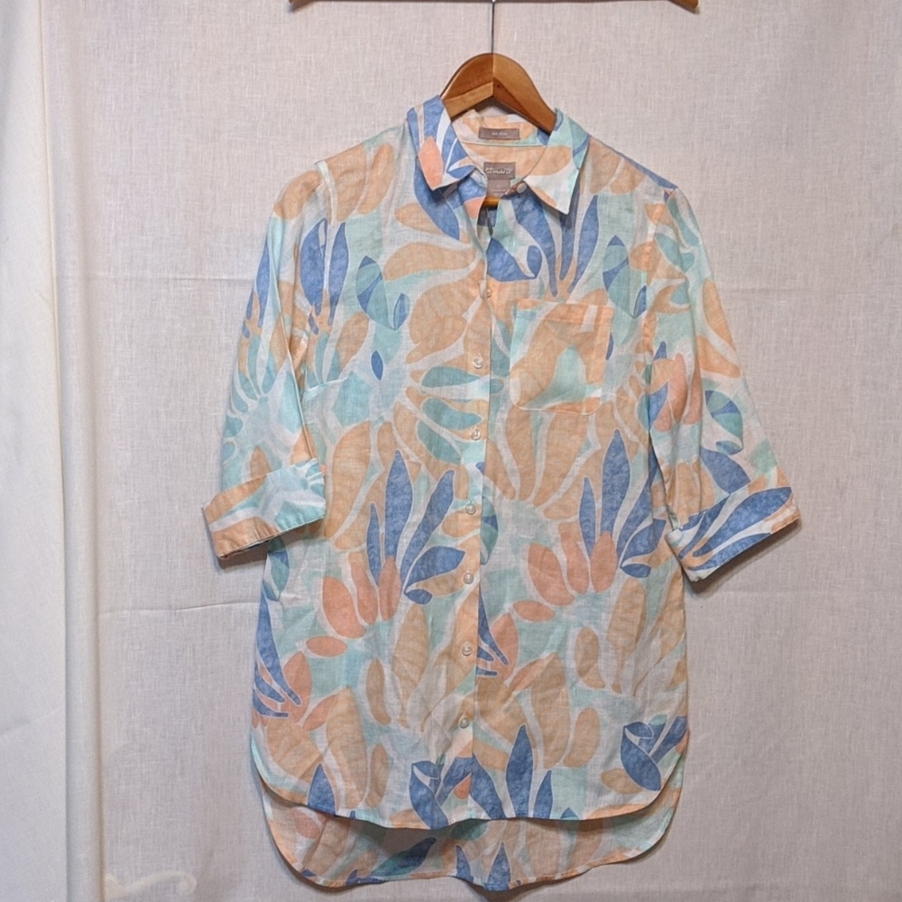 NWT Chico's Linen Button Up Top Sz.0